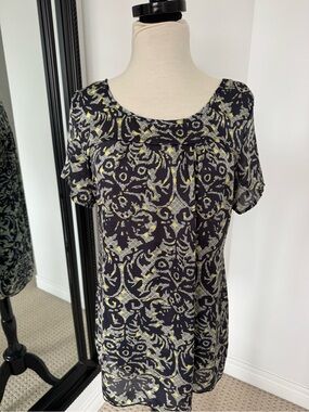 Needle & Thread Black and Yellow Patterned Short-Sleeve Blouse